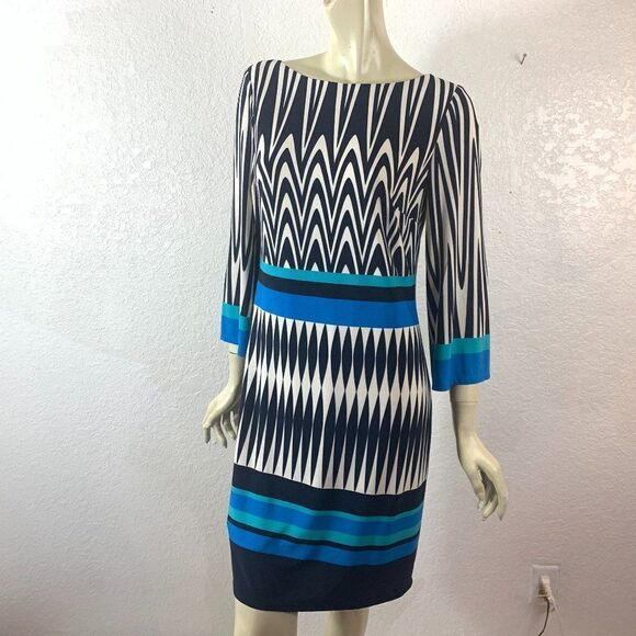 Eliza J  Scoop Neck Geo Print SHeath Dress - Picture 1 of 10